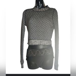 Free People Black and White Knit Sweater